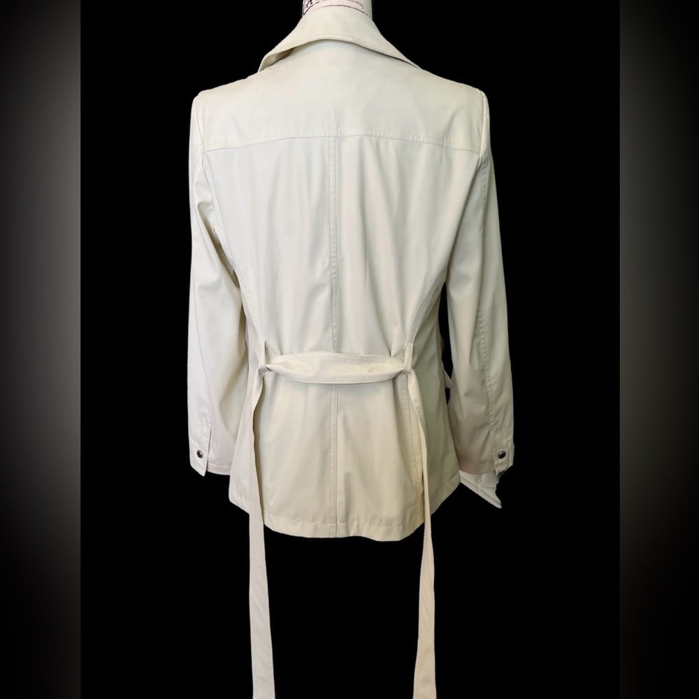 Giacca Gallery White Tie at Waist Lightweight Lined Zipper Safari Jacket S - Picture 3 of 10